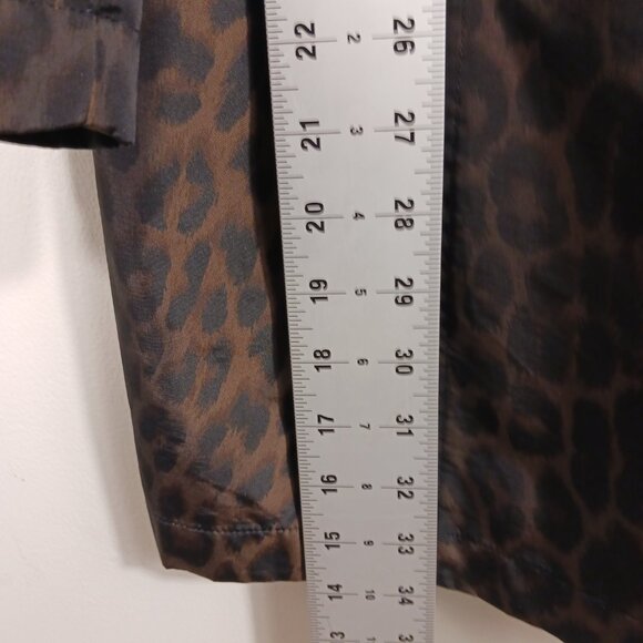 Gallery, Hooded Brown Animal Print Rain Coat Size Large, All Weather Coat/Jacket - Picture 14 of 16